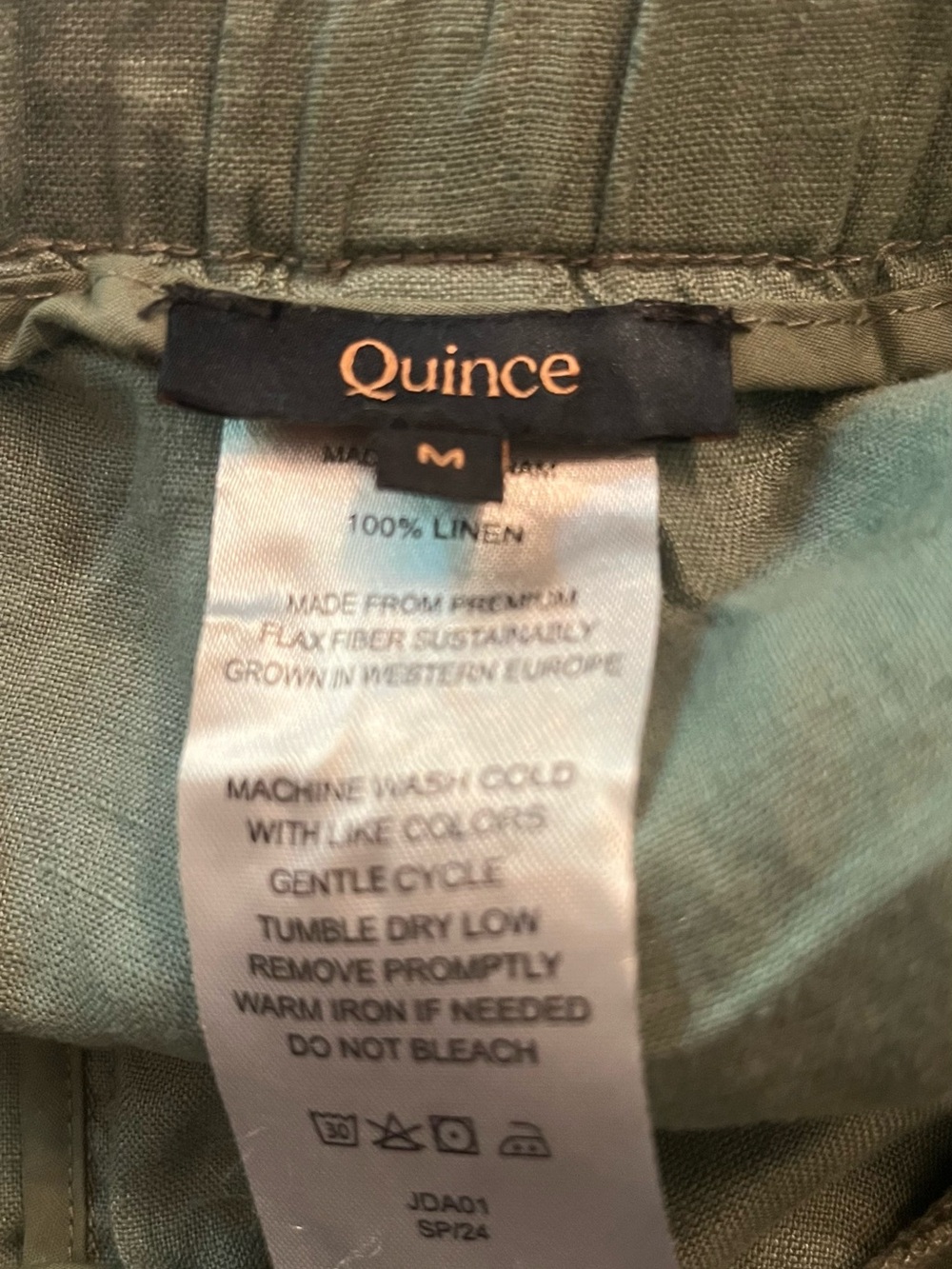Quince 100% linen cropped pants elastic waist with pockets relaxed fit medium - Picture 4 of 5